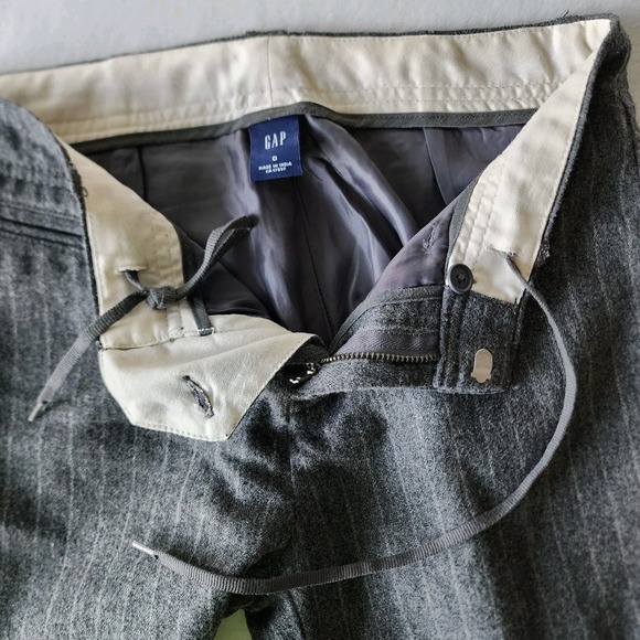 GAP Crop Pants Wool Pinstripe Womens 0 Adjustable Button Hem Knickerbocker Tweed - Picture 7 of 15